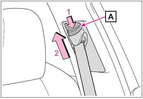 Adjusting the seat belt shoulder anchor height (front seats)