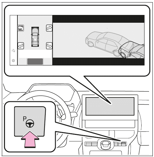 Leaving a parking space using the perpendicular exiting (forward/reverse) function
