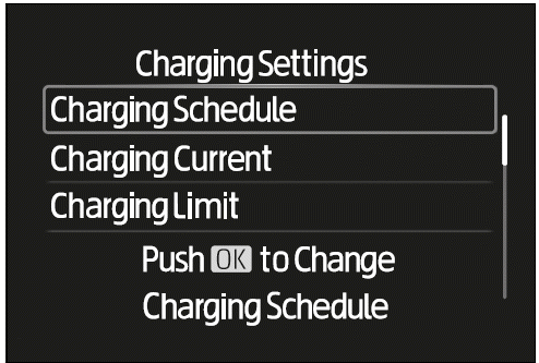 Display the "Charging Schedule" screen