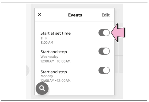 Switching charging schedules between on and off