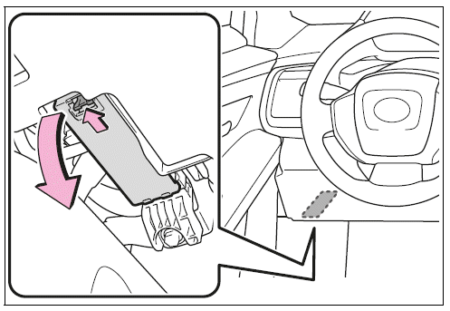 Fuse box in left side instrument panel